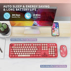 Wireless Keyboard and Mouse Combo, 104 Round Keys Cute Colorful Keyboard and - Image 5