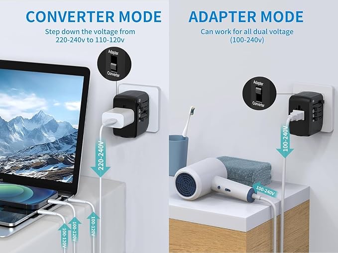 International Travel Adapter Voltage Converter to Step Down 230V to 120V - Image 3