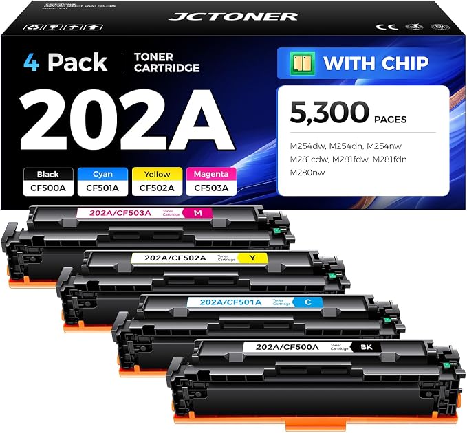 202A Toner Cartridge Set 4-Pack High Yield Replacement by JCTONER
