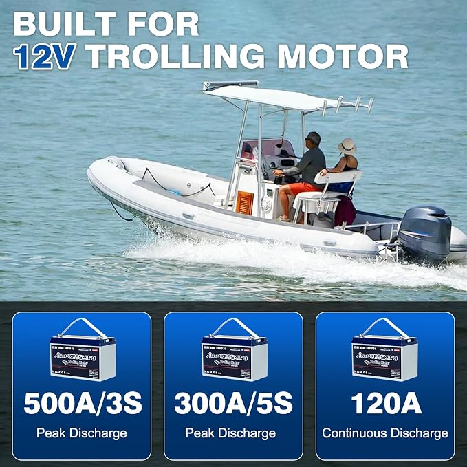 12V 100Ah Trolling Motor Bluetooth LiFePO4 Battery, 120A BMS Rechargeable BCI - Image 4