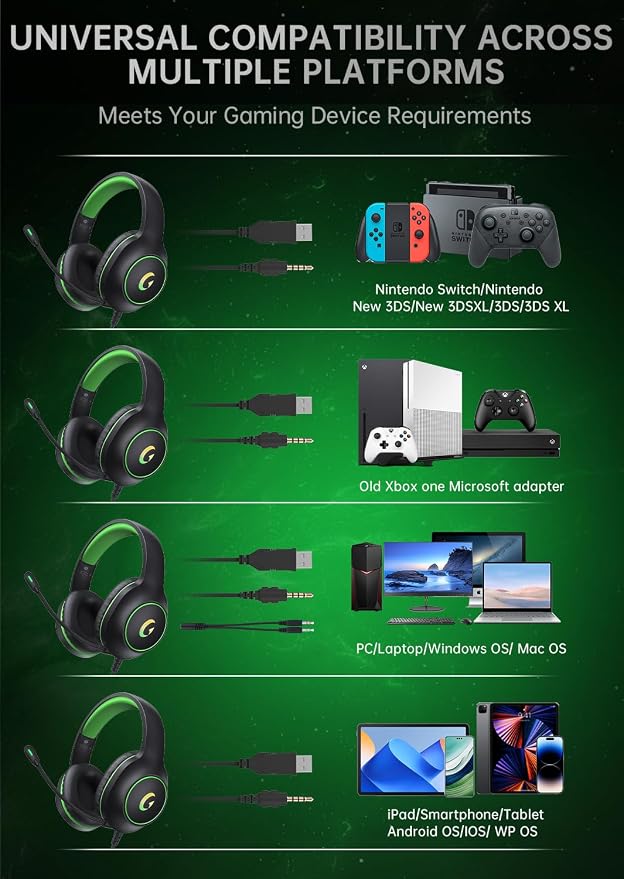 CM7002 Gaming Headset for PS5, Xbox Series, Surround Sound RGB Gaming Headphones - Image 7