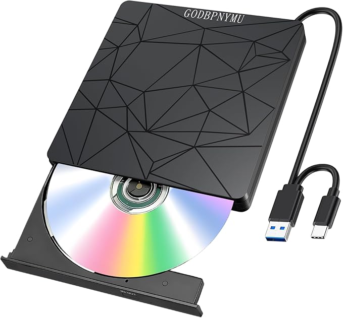 External DVD Drive USB 3.0 USB-C CD Burner CD/DVD Player Optical Drive by GODBPMYNU