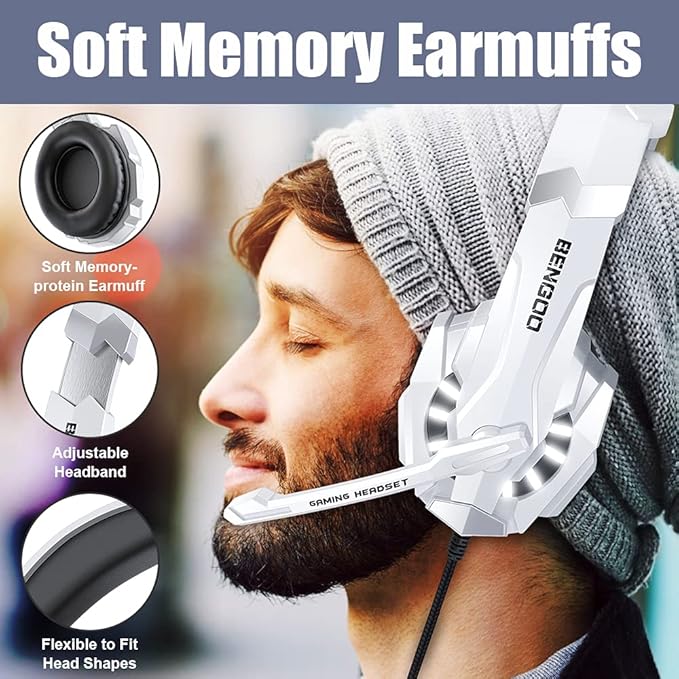 BENGOO Pro Gaming Headset for PS4 PS5 PC Xbox One Controller, Noise Cancelling - Image 3