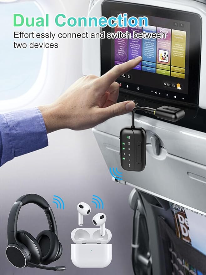 2025 Upgraded Pro Bluetooth 5.4 Transmitter Receiver, 2-in-1 Airplane Wireless - Image 3