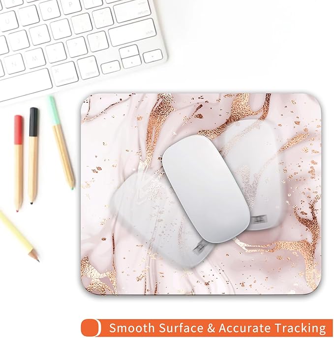 Square Mouse Pad Rose Gold Marble, Personalized Premium-Textured Custom Mouse - Image 4