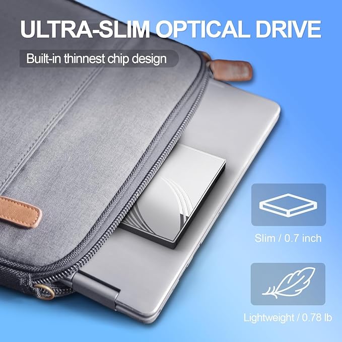 External CD/DVD Drive for Laptop, Ultra Slim CD Burner USB 3.0 Hub - Image 7