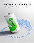EBL D Cells 10000mAh Rechargeable Batteries and Universal Battery Charger - Image 2