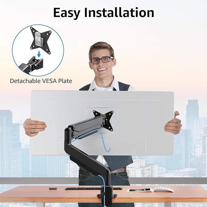 MOUNTUP Single Monitor Mount fits 22''-43'' Ultrawide Screen, Holds 6.6-33lbs - Image 2