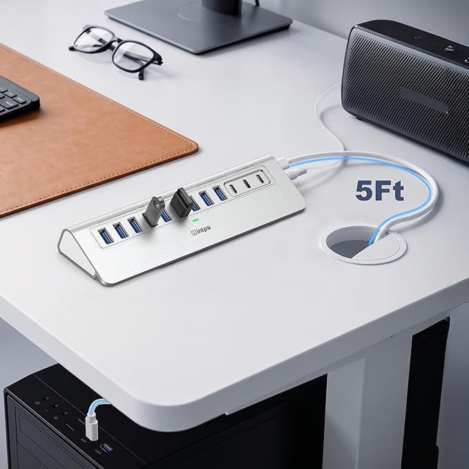Powered USB Hub 10Gbps, intpw 12-Port USB 3.2 Hub - Image 3