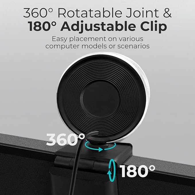 2K Webcam for PC with Microphone & Light & Privacy Cover, Web Camera for - Image 7