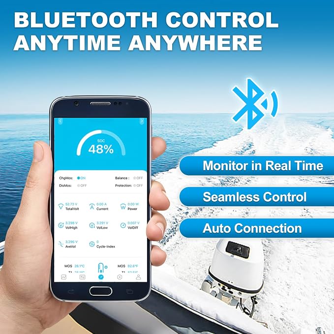 Weize 12V 100Ah TM Bluetooth LiFePO4 Lithium Battery, Built-in 120A BMS - Image 3