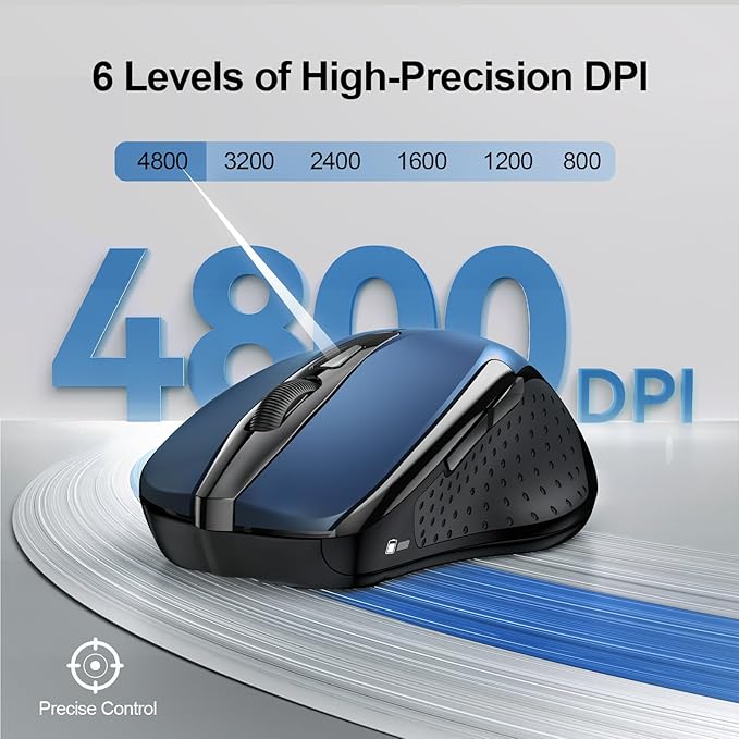 TECKNET Wireless Mouse Silent 4800 DPI Computer USB A & Bluetooth Mouse 6 - Image 4