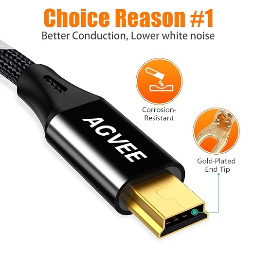 AGVEE 2 Pack 5ft Mini USB Cable, Braided Durable USB-A to Mini-B Charger - Image 4