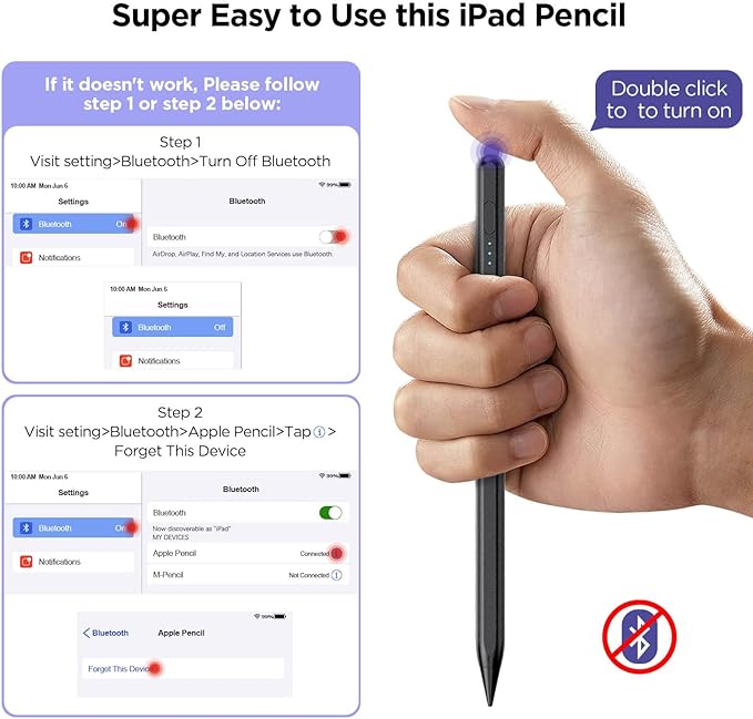 Stylus Pen for iPad 2018-2025, 15Mins Fast Charge for Apple Pencil, Palm - Image 6