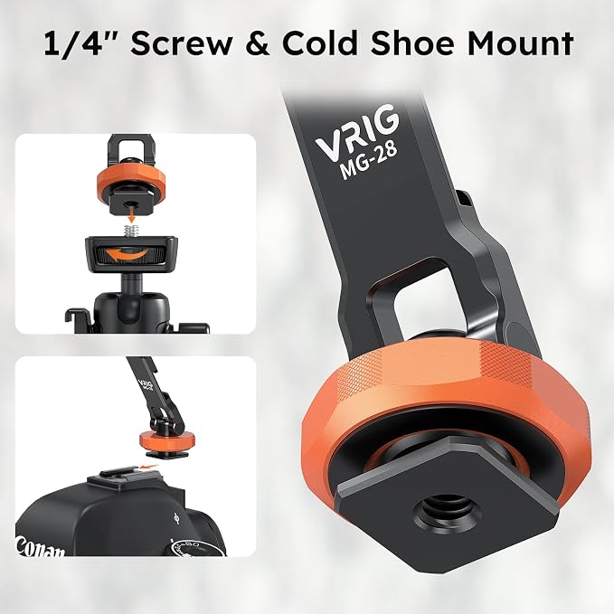 VRIG MG-28 Magnetic Phone Tripod Mount, 1/4" Thread Cold Shoe 360° Rotation - Image 3