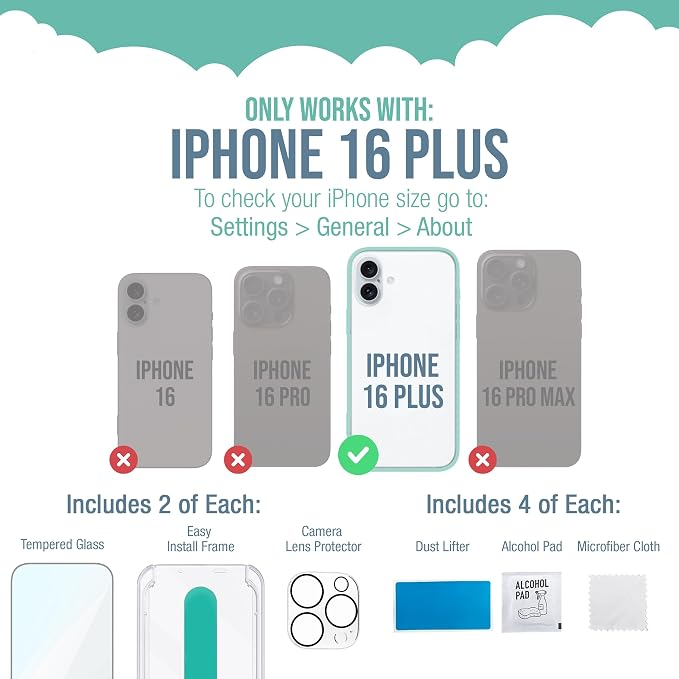 Smartish® iPhone 16 Plus Screen Protector + Camera Lens Covers - Image 6