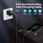 240W Multi Charging Cable, 6.6ft 6-in-1 USB C Cable Fast Charging Cords - Image 2