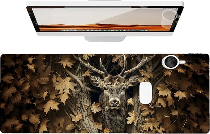 Majestic Deer Gaming Mouse Pad, Large Office Desk Mat, Anti-Slip Rubber Base by Unknown