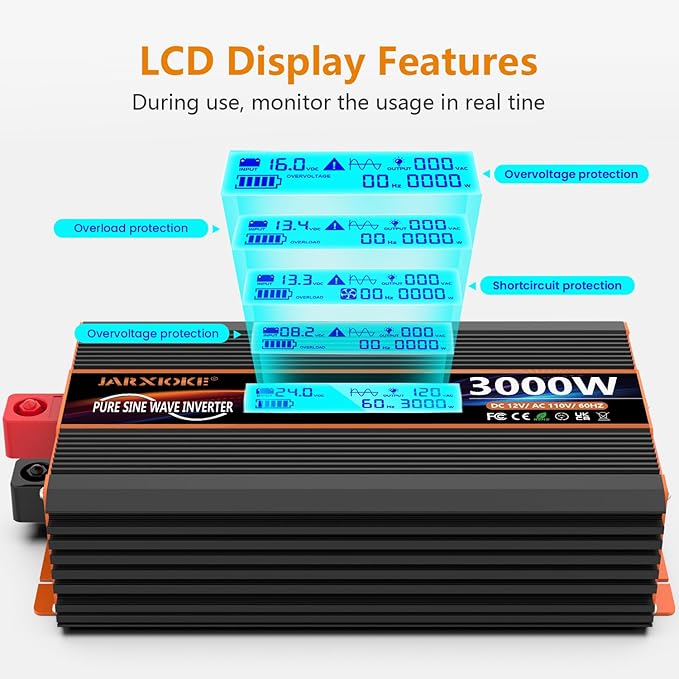 3000 Watt Pure Sine Wave Power Inverter 24V DC to 110V 120V Converter - Image 2