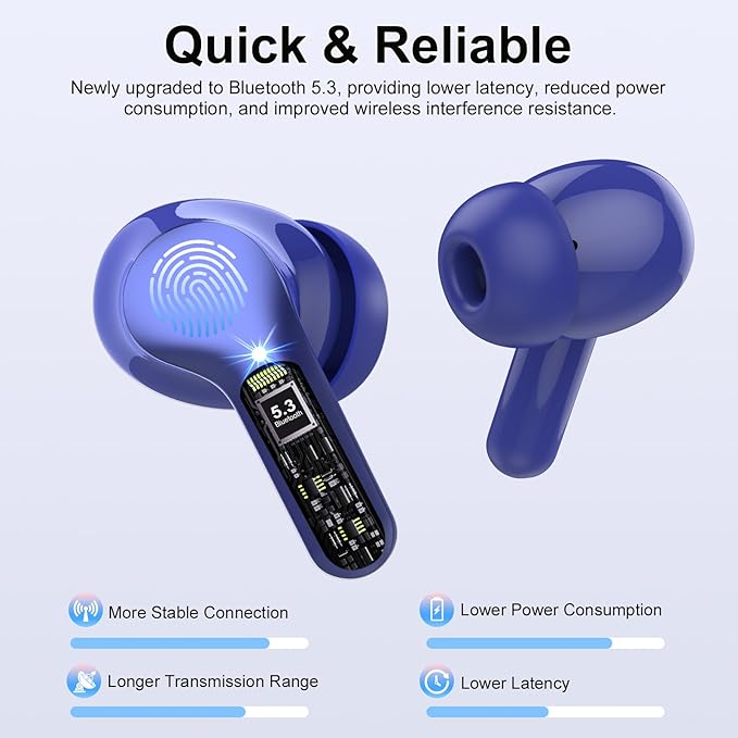 Wireless Earbuds, IP7 Waterproof in Ear Earphones, LED Display Ear buds - Image 2