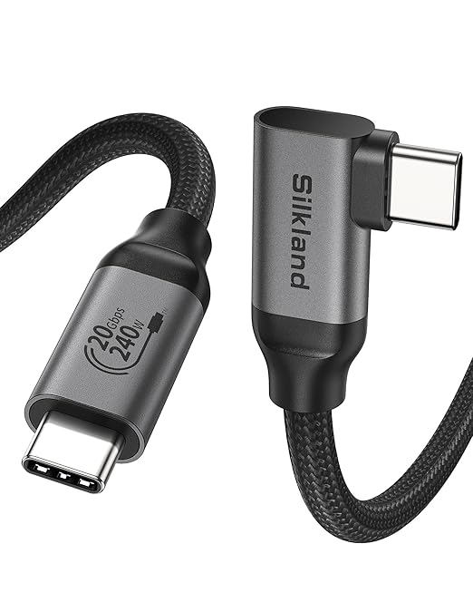 Silkland USB C 3.2 Gen 2x2 Cable Right Angle 3.3FT, 20Gbps 90 Degree High Speed by Silkland