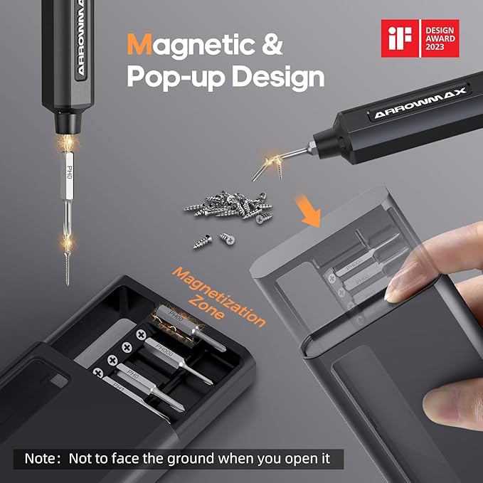 AM ARROWMAX Electric Screwdriver, Precision Screwdriver w/ 34 Magnetic Bits - Image 2