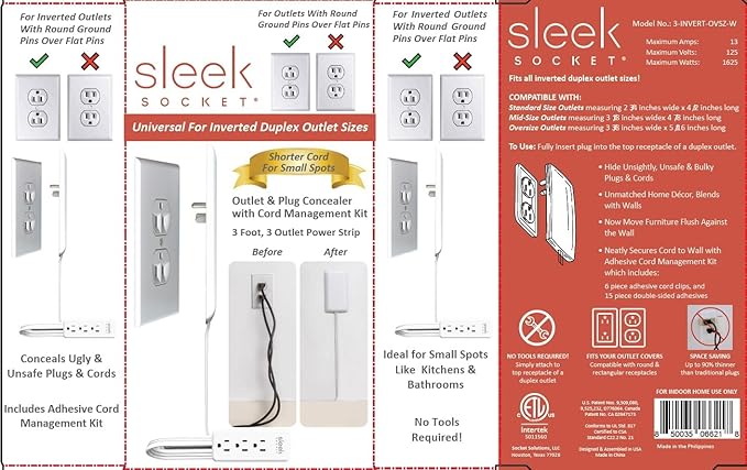 Sleek Socket Original & Patented Ultra-Thin Outlet Concealer - Image 5