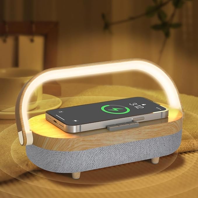 Nightstand Lamp with Wireless Charger, Unique Gifts by Lightupyoursmarthome