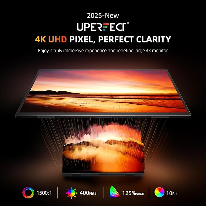 UPERFECT Portable Monitor 4K 23.8" | 400 Nits 24" Large Monitor | 3840 * 2160 - Image 2