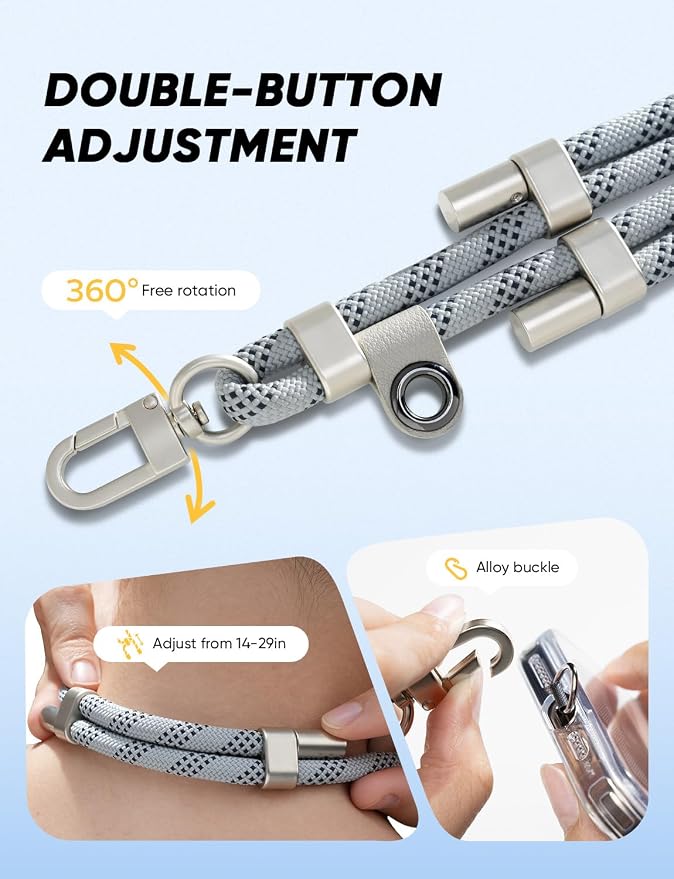 Phone Crossbody Lanyard with 2 Phone Tabs, Adjustable Anti-Theft Phone Lanyard - Image 3