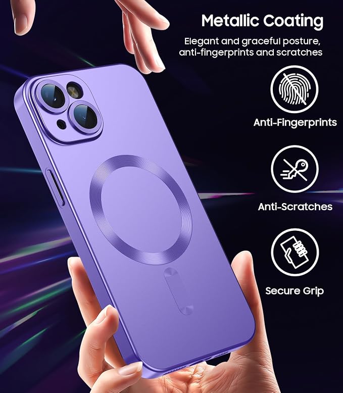 Magnetic for iPhone 14 Case Slim Soft Silicone Bumper Shockproof Metallic - Image 5