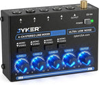 Jyker 4 Channel Stereo Line Mixer, Compact Audio Mixer TS/TRS Line Level Sources by Jyker