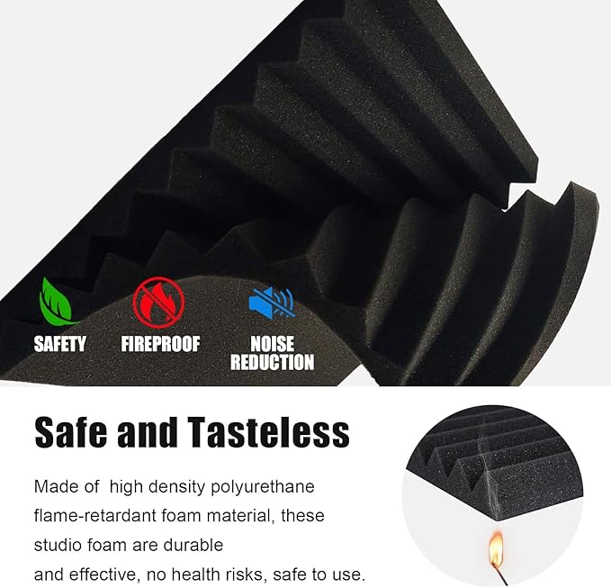 JBER 48 Pack Charcoal Acoustic Panels Studio Foam Wedges Fireproof Soundproof - Image 4