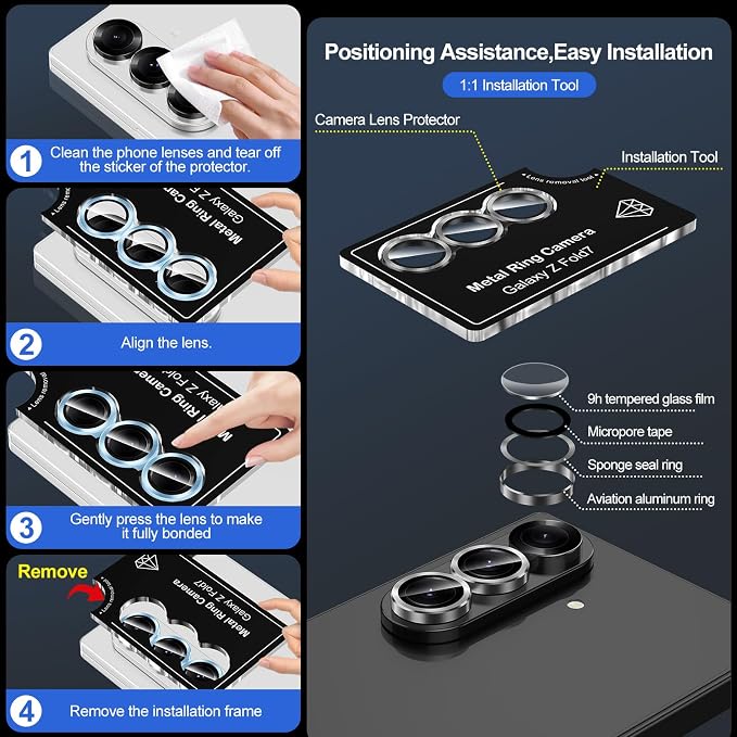 for Samsung Galaxy Z Fold 7 Camera Lens Protector, Individual Metal Ring - Image 6