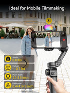 Gimbal Stabilizer for iPhone, Phone Gimbal w/RGB Magnetic Fill Light, Foldable - Image 10