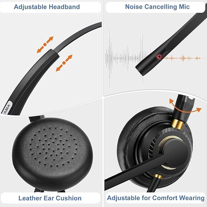 Headset with Microphone Noise Cancelling & Audio Controls Ultra Comfort - Image 3