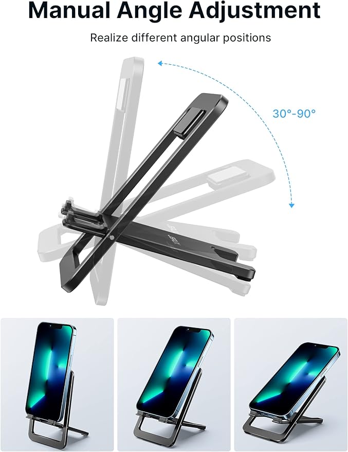 JSAUX Cell Phone Stand, Foldable Aluminum Adjustable Phone Holder - Image 6