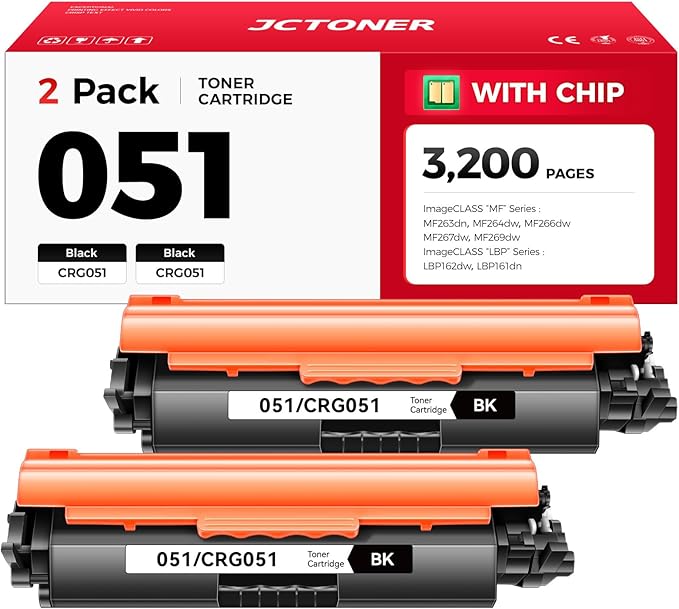051 Black Toner Cartridge 2-Pack by JCTONER
