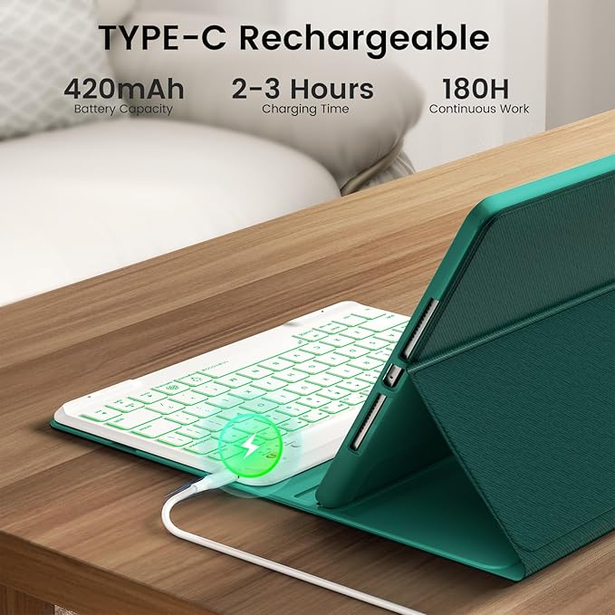 Keyboard Case for iPad Air 5th/4th Pro 11 inch, 7-Color Backlit Detachable - Image 6