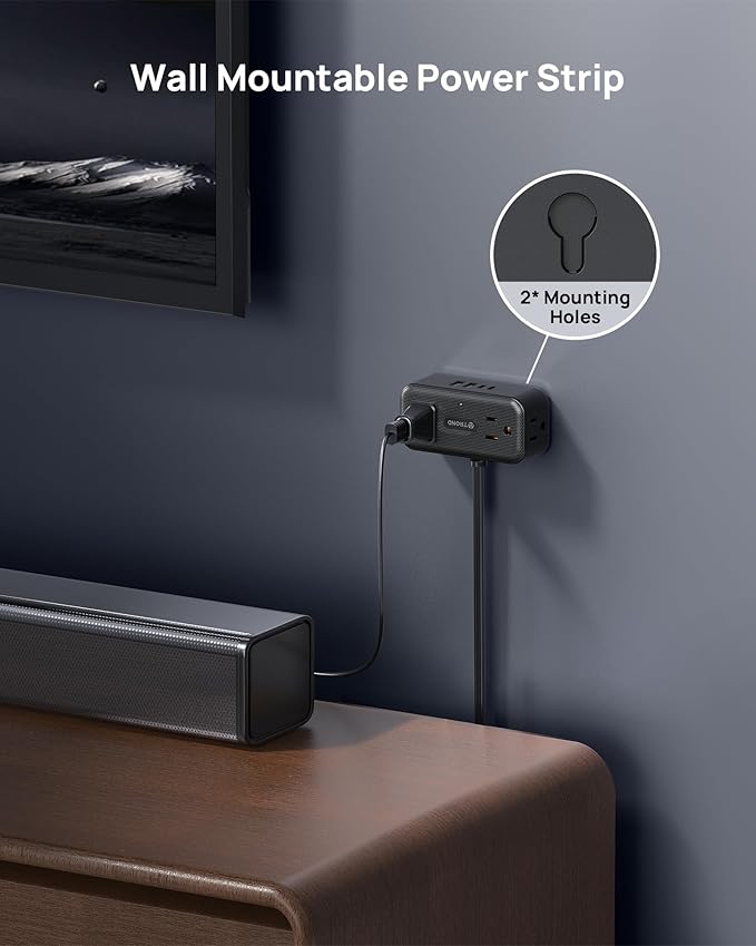 TROND 360° Rotating Flat Plug Power Strip, 10FT Extension Cord - Image 7