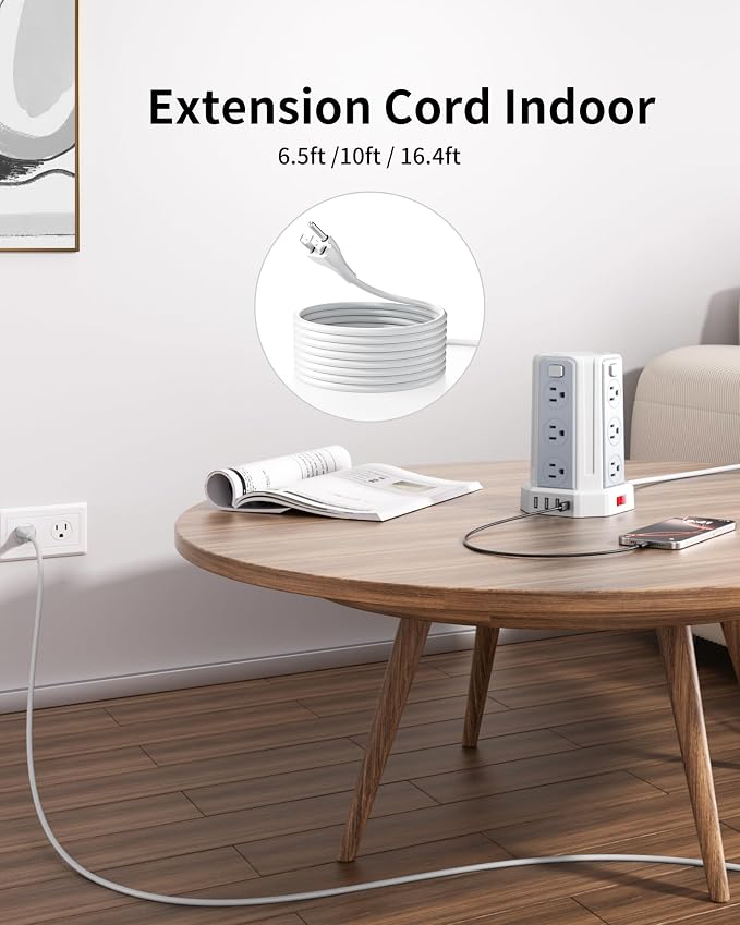 Power Strip Surge Protector, 10 Ft Extension Cord - Image 7