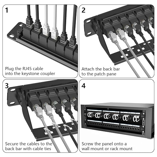 Jadaol 24 Port Patch Panel Rackmount or Wall Mount 19-Inch, 1U Cat6 Network - Image 8