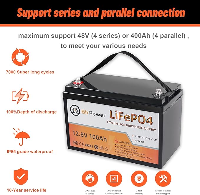 2 Pack 12v 100ah lithium battery lifepo4 24v lithium iron phosphate deep cycle - Image 6