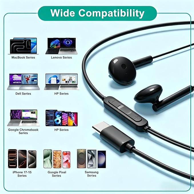 USB C Headphones for iPhone 17 16 15, Wired Headphones USBC for iPad Pro Air - Image 4
