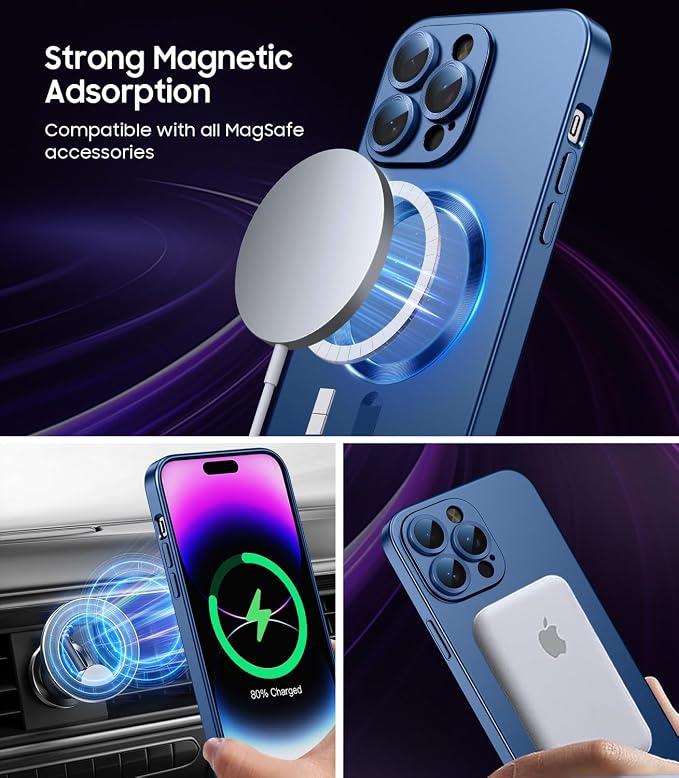 Magnetic for iPhone 14 Pro Max Case Slim Soft TPU Bumper Shockproof Metallic - Image 2
