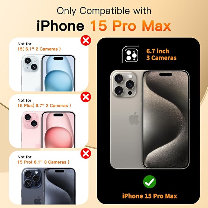 COOLQO for iPhone 15 Pro Max Case 6.7'' Upgraded 360° Spin Magnetic Stand - Image 2