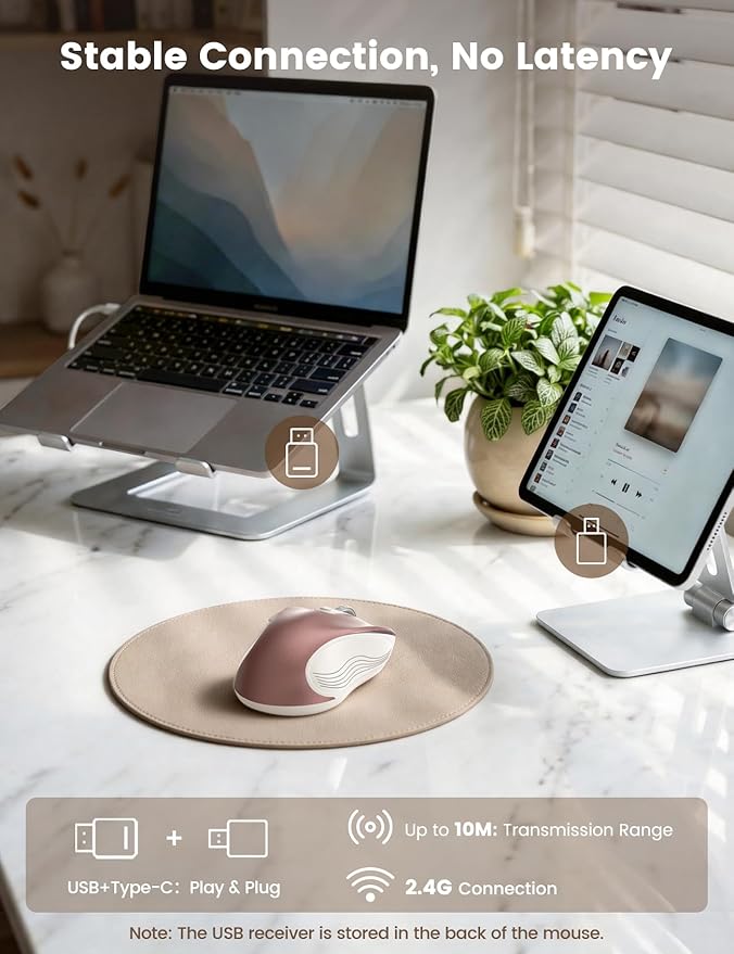 WisFox 2.4G Wireless Mouse for Laptop, Ergonomic Computer Mouse - Image 2