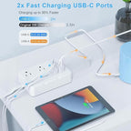 Flat Plug Power Strip Surge Protector, 5ft Ultra Thin Extension Cord - Image 6
