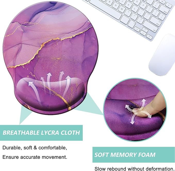 Mouse Pad with Wrist Support, Ergonomic Mouse Pad with Memory Foam Wrist Rest - Image 3