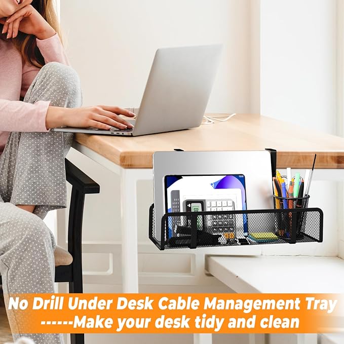 Under Desk Cable Management Tray, Wire Management Desk Cable Organizer Cable - Image 6